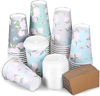 Package of 60 coffee cups isolated in vintage floral paper with lids, 16 oz disposable coffee cups with lids with 60 kraft pockets for wedding party, baby shower, prenuptial party.. Shop smarter, not harder with DIAYTAR NIGERIA - thousands of products at your fingertips with affordable delivery.