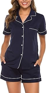 Women's pajama set in 100% cotton made up of soft short-sleeved shorts and a buttoned base for summer with pockets, S-XXL size.. Experience the future of online shopping with DIAYTAR NIGERIA's extensive product range and competitive pricing.