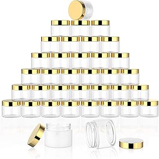 Package of 36 round sealing transparent plastic pots with interior linings and black covers for the storage of travel cosmetics, gold, 36 pieces (1), 2 oz.. DIAYTAR NIGERIA: Where affordability and variety come together with nationwide 5-8 day delivery.