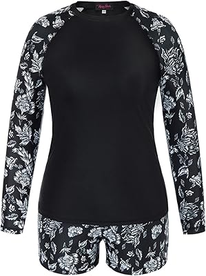 Two -room swimsuit large size for women with long -sleeved sun protection and boy shorts.. Experience the satisfaction of affordable shopping with DIAYTAR NIGERIA's nationwide 5-8 day delivery.
