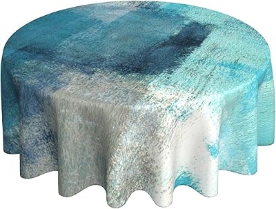 Washable and reusable circular tablecloth for kitchen and party decoration, 60 inch size, Sarcelle blue and gray color.. Shop with purpose at DIAYTAR NIGERIA, where diverse selection meets budget-friendly nationwide delivery.