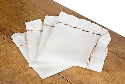 Natural napkin XIA Home Fashion in hem and ruffle border, 20 x 20 ", white, lot of 4.. DIAYTAR NIGERIA: Transforming how Nigerians shop with our vast selection and nationwide delivery.
