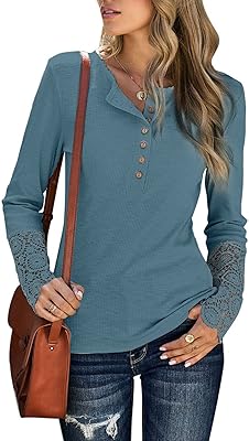 Ribbed t-shirts with long sleeves and V-collar for women, relaxed shirts with Henley buttons.. You choose it, we deliver it — DIAYTAR Nigeria makes shopping easy.
