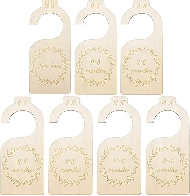 Linen 7 parts separators of wooden wooden closet, baby closet separators suspended from the newborn at 24 months for the house, the crèche, baby clothes (wooden color).. DIAYTAR NIGERIA: Where affordability meets variety, with thousands of products delivered in less than 8 days.