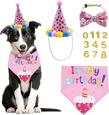 Birthday bandana for dogs and birthday party hat for dog, girl and boy with cute butterfly knot for large and very large dogs (pink).. Shop the smart way with DIAYTAR Nigeria — fast delivery, affordable everything.