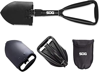 SOG folding survival shovel - 18.25 inch excavation tool, folding camping shovel with wood saw edge and tactical shovel transport bag (F08 -N).. DIAYTAR NIGERIA: Redefining online shopping with unbeatable prices and consistent delivery times.