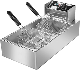 12 -liter stainless stainless steel fryer with temperature control with a large tank, commercial fryers for home restaurant kitchen.. Experience the ease of modern shopping with DIAYTAR NIGERIA's vast selection and quick delivery service.