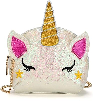 Shortbread bags for little girls, glitter unicorn handbag, small shoulder bag, gifts for children, white, one waist, travel handbag, white, one waist.. DIAYTAR NIGERIA: Bringing quality products to every Nigerian with affordable nationwide delivery.