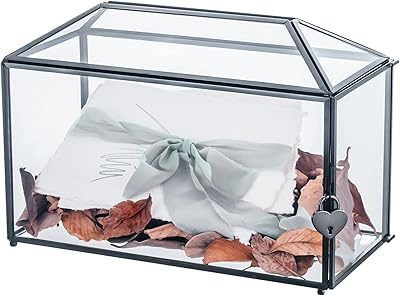 Ncyb Large glass card box with heart -shaped slot and lock (12.6 x 5.9 x 9 inches) handmade geometric box for birthday holidays, memories and wishes (glass box and lock only).. DIAYTAR NIGERIA revolutionizes online retail with our extensive selection and dependable shipping service.