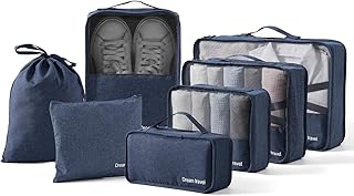 Show Top Set of 7 -piece travel bags with light toiletry bag and toiletry bag accessories, navy blue.. Your budget-friendly online marketplace, DIAYTAR NIGERIA delivers a world of products in just 5-8 days.
