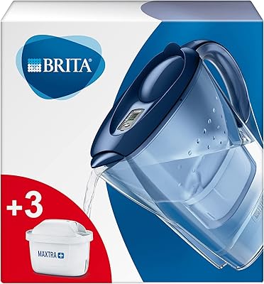 Brita Marilla water filter container to reduce chlorine, limestone and impurities, blue, includes 3 MAXTRA+, 2.4 L filter cartridges.. DIAYTAR NIGERIA: Your partner in affordable online retail with reliable delivery across the nation.
