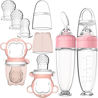 Baby food distributor spoon, 2 packs of baby feeders with 3 silicone teeth pacifiers of different sizes, baby fruit feeder (pink).. Unlock access to a wide range of products with DIAYTAR NIGERIA's affordable e-commerce platform.