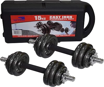Skyland EM-9221-15 Set of unisex cast iron dumbbells for adults-black, 43 l x 24 l x 14 cm.. DIAYTAR NIGERIA makes quality accessible to all with our affordable prices and quick delivery service.