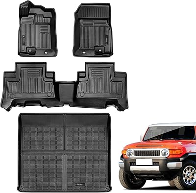 Floor mat and car trunk mat compatible with Toyota FJ Cruiser 2006-2023, full set of 4 rubber protective carpets all seasons, black.. DIAYTAR NIGERIA delivers value, variety, and convenience with our nationwide 5-8 day shipping.