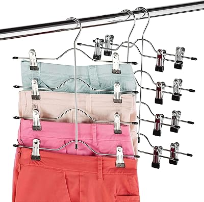 High -quality 4 level of 4 -level pants with clips (3) Solid and durable chromed metal skirt hangers - Place saving, multilayer hanger for pants with adjustable adjustable clip - Hang Slack/Pants and jeans.. Your complete shopping solution, DIAYTAR NIGERIA delivers variety and value within the week.
