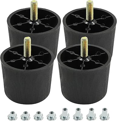 Lanzuetta 4 -piece furniture feet 2 inch, round black plastic feet for sofa, replacement feet with m8, modern feet for sofa, cabinet, desk, sofa.. DIAYTAR NIGERIA: Where every click leads to affordable purchases delivered promptly to your door.