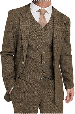 3 -piece suit in tweed with sehuti chevrons for men, formal evening suit for honor boys (blazer + vest + pants).. Make every purchase count with DIAYTAR Nigeria — shop smart, shop fast.