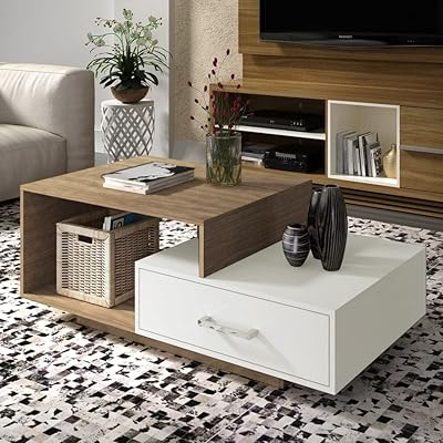 Xavier Home Danube coffee table | Multifunctional table for the living room | Unscumbing rectangular central table | Coffee table with modern design for the house (L 60 x W 120 x H 45 cm) (almond/broken white).. Nigeria's fastest-growing e-commerce site offers unbeatable prices and delivery within 8 days.
