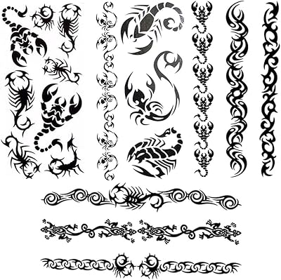 Temporary tattoo sticker for black bracelets tattoo totem scorpion fake tattoos 4 leaves.. DIAYTAR NIGERIA: Your partner in affordable online shopping with dependable delivery within 8 days.