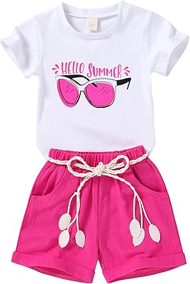 A set of little girls clothing made up of a watermelon t-shirt + linen shorts with belt and nice summer shorts.. DIAYTAR NIGERIA revolutionizes online retail with our extensive selection and dependable shipping service.