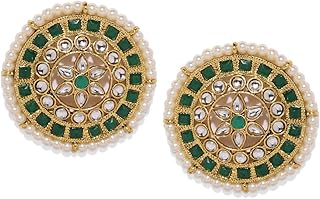 Women's earrings set with gold plated green stones by Zaveri.. DIAYTAR NIGERIA connects Nigerians with quality products at affordable prices, delivered in 5-8 days nationwide.