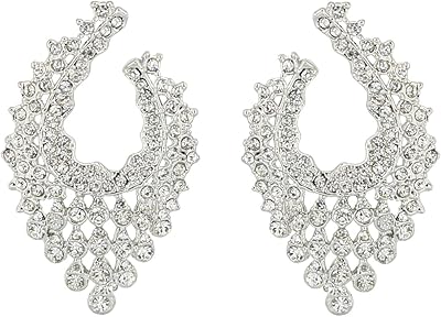 Large earrings with Indian artistic design Bollywood, gold and silver color jewelry for women., Alloy.. No more overpriced stores — DIAYTAR Nigeria brings the best to your door.