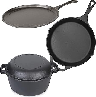 4 -piece primary cast iron kitchen battery, Dutch oven with cover + tray + stove/frying stove. Pre-fitted cast iron kitchen battery, perfect kitchen battery for interior and outdoor use.. Make shopping fun and stress-free with DIAYTAR Nigeria.