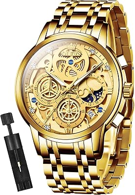 Luxury chronograph watch with diamond design for men, analog quartz movement, stainless steel, water resistant, luminous moon phase.. DIAYTAR NIGERIA: Simplifying access to thousands of products with affordable nationwide shipping.