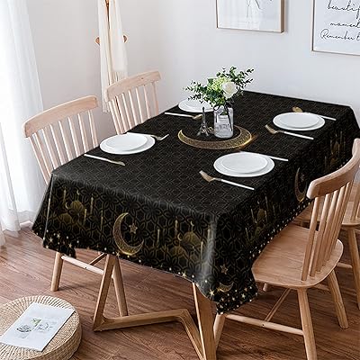 Ramadan cotton table cover for the house, Eid, Kitchen and Home Decoration (Gray, 133 x 178 cm).. DIAYTAR NIGERIA brings the marketplace to your home with budget-friendly prices and nationwide delivery.