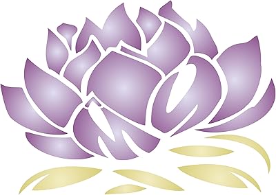 Large model of reusable wall stencil in the shape of an eastern Asian Lotus flower 24 x 16.5 cm (s).. DIAYTAR NIGERIA transforms desires into deliveries with our affordable prices and dependable shipping.