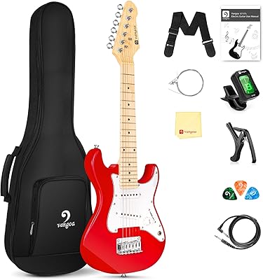 Vangoa 30 "Beginner Kit for children with digital tuner, corpastre, strap, rope, cable, feathers - red.. Shop with purpose at DIAYTAR NIGERIA, where your money goes further and delivery is always prompt.