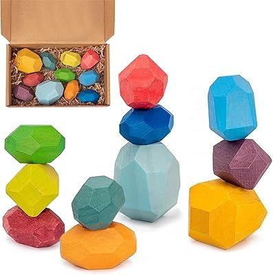 11 pieces of stackable stacks colored in wood, balancing stones, set of preschool educational construction blocks for toddlers from 1 to 3 years old, stackable toys Montessori stimulating the creative and imaginative game.. DIAYTAR NIGERIA: Where value shopping meets reliable 5-8 day delivery across the nation.