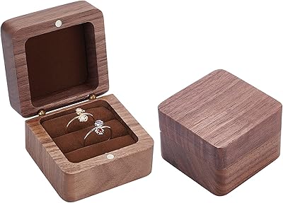 Wooden rings box, engagement hugs, square alliances box with hole, jewelry storage box for two rings.. Shop from anywhere in Nigeria and receive your DIAYTAR purchases at affordable prices within a week.