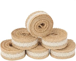 Yougov 6 pieces of natural jute canvas ribbons 2 m/roll, ribbon roll of natural jute canvas with lace ribbon for wedding festival decoration, 6 pieces.. Your digital shopping destination, DIAYTAR NIGERIA combines variety with affordability and quick delivery.