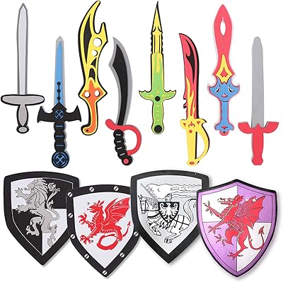 Set of swords and shields in foam of 12 pieces, toys, weapons of medieval ninja warrior, role play accessories for children, party gifts.. Discover shopping made simple with DIAYTAR NIGERIA's comprehensive platform and nationwide delivery service.