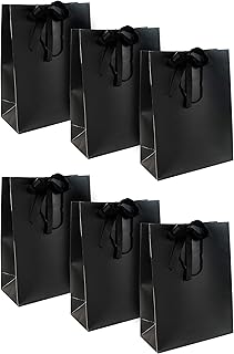 Luxury black gift bags with handles x 6 bags of festive gifts with handles and ribbon knot for packaging birthday party, wedding by Emma.. Discover endless possibilities with DIAYTAR NIGERIA's extensive product range and affordable shipping.