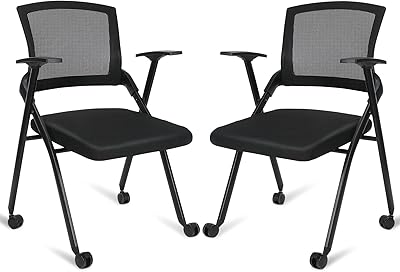 Setuff stackable conference chairs with casters, mesh backrest, stackable chair for reception of guests, folding chairs with padded seats for meetings, conferences, reception, office chairs (black, 2 rooms).. DIAYTAR NIGERIA: Your partner in affordable online shopping with dependable delivery within 8 days.