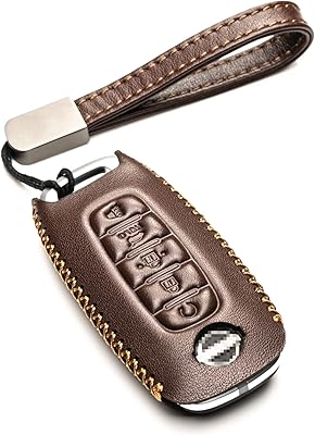 Intelligent key case Vitodeco in real leather compatible with Nissan Rogue and Nissan Pathfinder 2022-2023 (5 buttons, brown).. Quality and convenience delivered — shop DIAYTAR Nigeria now.