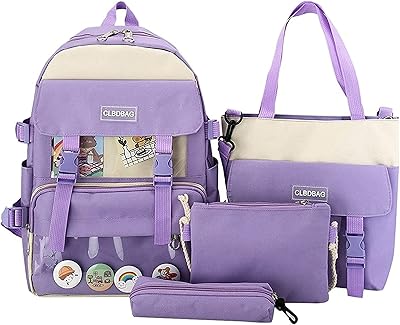 4 pieces School bag set in Kawaii plush canvas collar Combo girl student tote shoulder strap Dieback boy pencil case.. Shop smart, shop DIAYTAR - Nigeria's most affordable e-commerce platform with nationwide delivery.