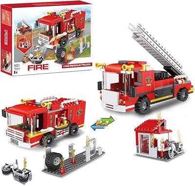 Set of Cojo Boys City fire trucks, set of children's cars, construction blocks, birthday gifts, construction toys, brick fire trucks, 184 pieces.. DIAYTAR NIGERIA delivers happiness in 5-8 days with our affordable and diverse product range.
