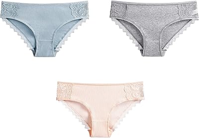 3 pieces set in cotton underwear for women comfortable briefs in floral lace.. Experience the ease of modern shopping with DIAYTAR NIGERIA's comprehensive platform and quick delivery.