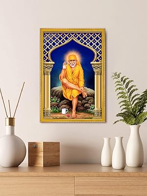 999Store Painting Photo of the Lord Sai Baba With Photo Frame For Mandir/Temple Sai Baba (27.9 x 20.3 cm).. DIAYTAR Nigeria brings you closer to everything you need — fast delivery, low costs, and variety.
