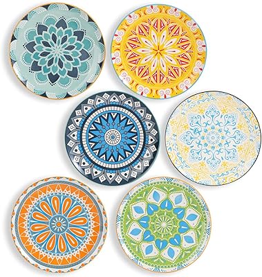 8 -inch sets of trays - salad plates | Colorful dessert plates - Porcelain lunch plates - Set of 6 - Dishwash and microwave pass.. You deserve better shopping — choose DIAYTAR Nigeria today.