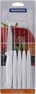 Set of 6 Assorted Tramontina knives - Set of professional stainless steel cutlery with sharp silver blade for kitchen, chefs and kitchen with orange handles.. Discover the convenience of DIAYTAR NIGERIA's vast e-commerce platform with delivery in just 5-8 days.