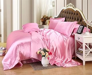4-room bedroom set in satin 21 "(1 flat cloth, 1 cloth housing, 2 pillowcases, satin, pink, queen.. DIAYTAR Nigeria: Great value, fast delivery, and endless options.
