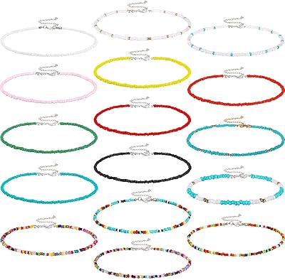 Bohemian necklace in pearls for women, collar of colorful pearls for women and girls (16 pieces).. Everything you want, delivered fast — DIAYTAR Nigeria does it better.