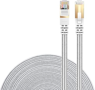 Danie Cat Ethernet cable 7 High speed flat in nylon wire lan cable gold cable Ethernet cable STP CAT 7 RJ45 0.5m 1m 2m 3m 5m 8m 10m 15m 20m 30m (10 meters, white).. DIAYTAR NIGERIA delivers what you want at prices you'll love, all within 5-8 days nationwide.