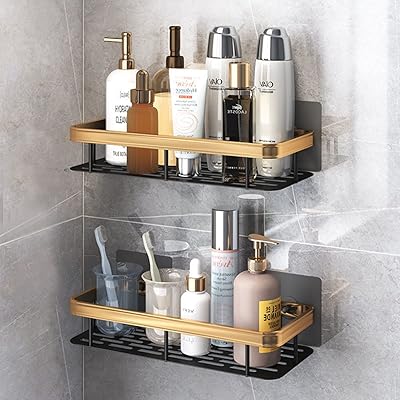 U-Home Set of 2 bathroom shelves without drilling shampoo support.. DIAYTAR NIGERIA: Bringing quality products to every Nigerian home at prices everyone can afford.