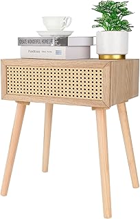 Small rattan side table with living room drawer, bedroom, office, porch (natural walnut wood).. DIAYTAR NIGERIA transforms online retail with unbeatable prices and consistent delivery timeframes.