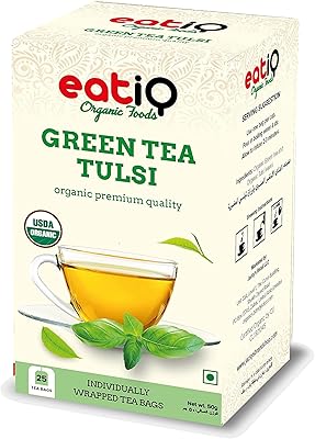 Green tulsi organic organic foods tea - 50 g (25 x 2 g) (package of 2).. DIAYTAR NIGERIA: Connecting Nigerians with affordable products through our expansive e-commerce platform.